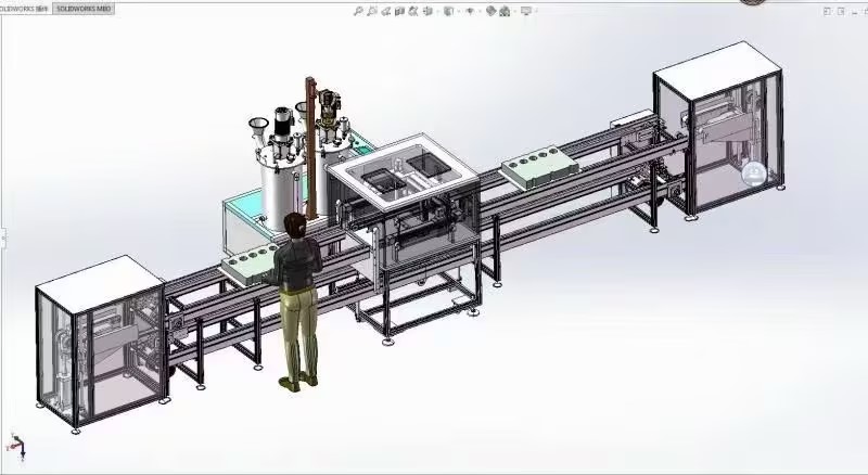 全自动灌胶流水线体 CAD 方案布局示意
